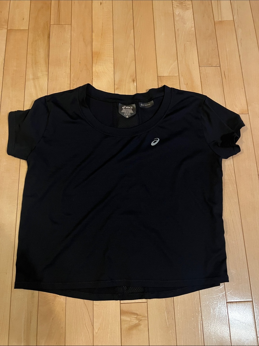 Asics Black Crewneck Croptop Performance Tee Size Medium